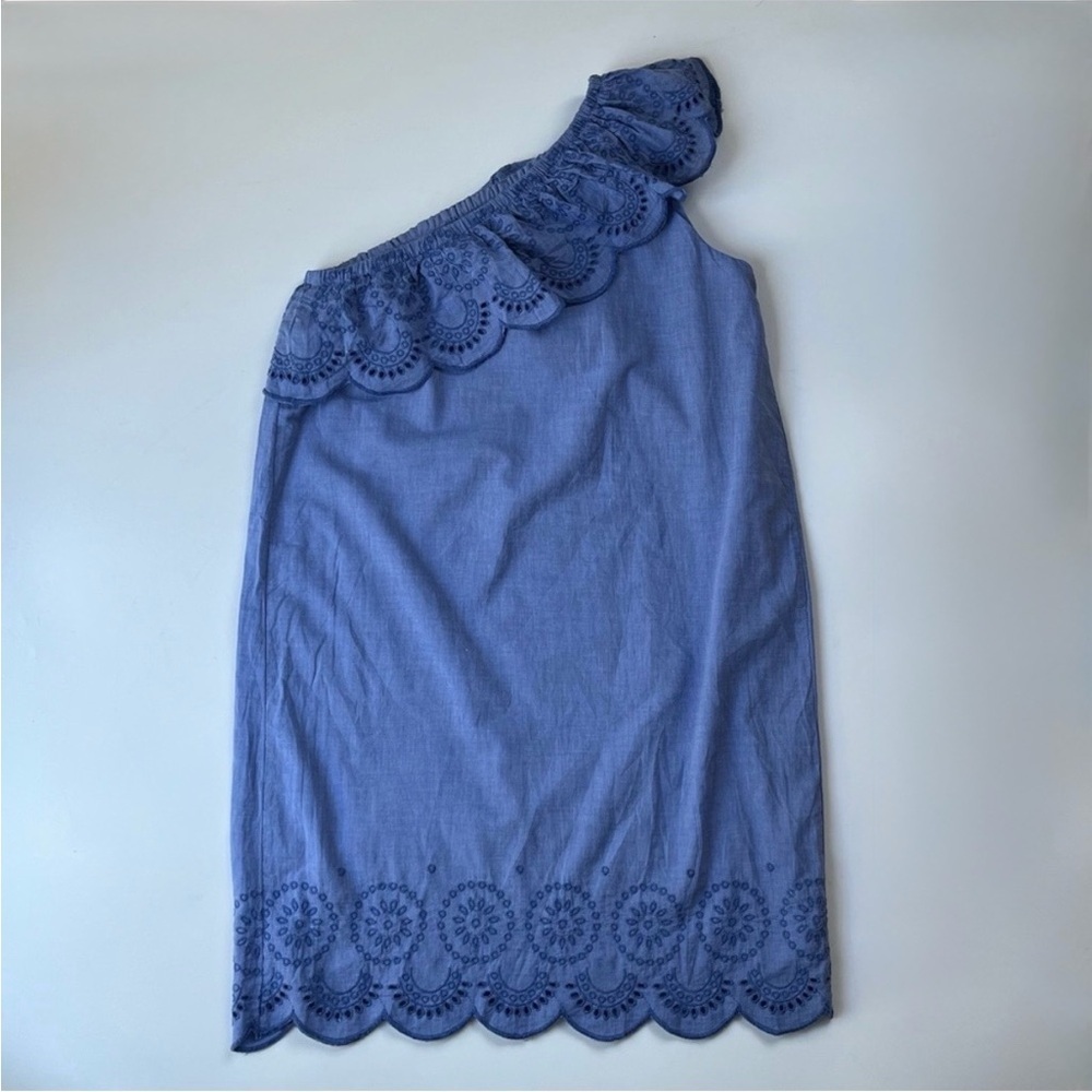 NWT Vineyard Vines Blue Eyelet One Shoulder Dress Cotton Coastal Summer XS - Picture 7 of 8